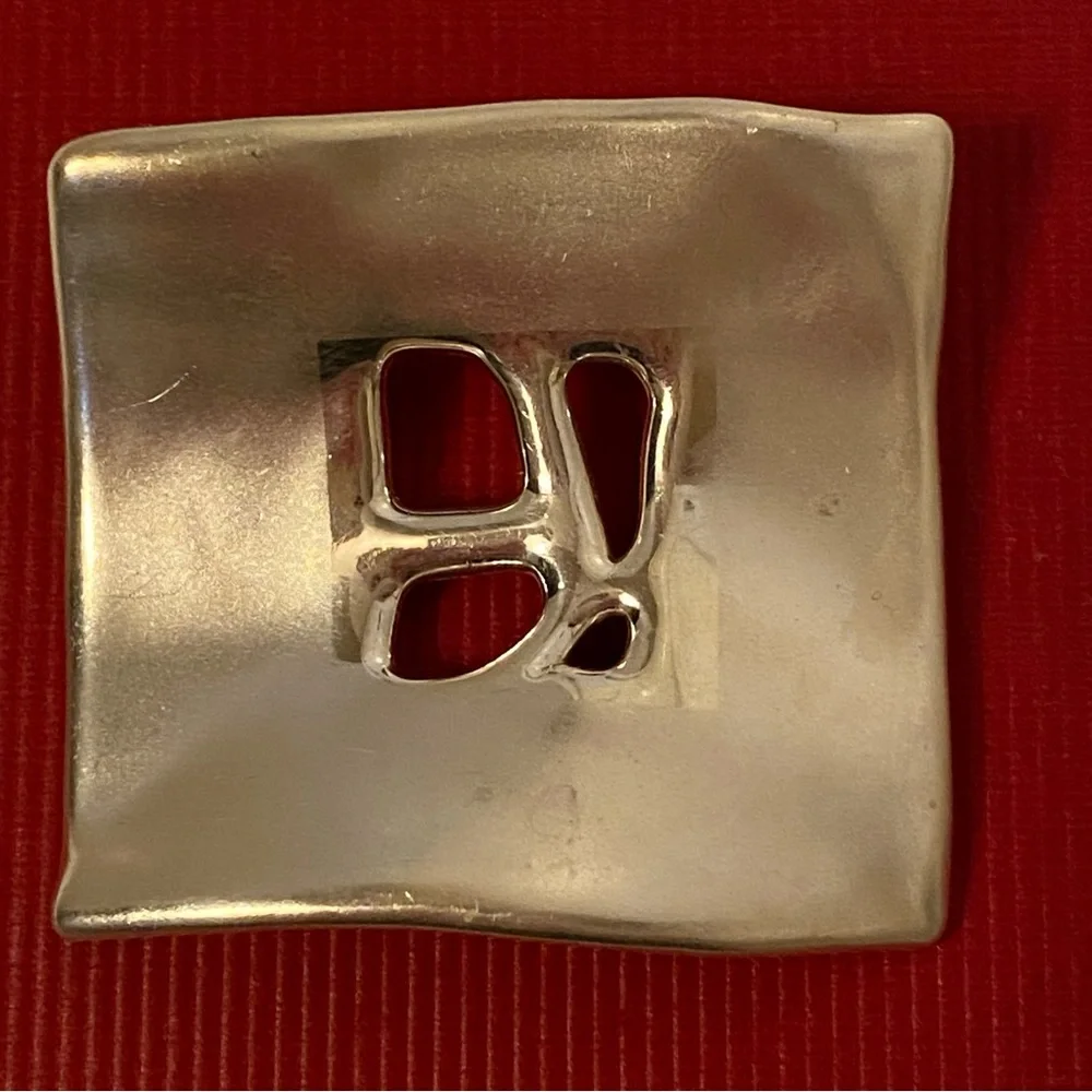 BAT AMI BROOCH PIN 925 STERLING SILVER VINTAGE MODERNIST ABSTRACT ISRAEL SIGNED